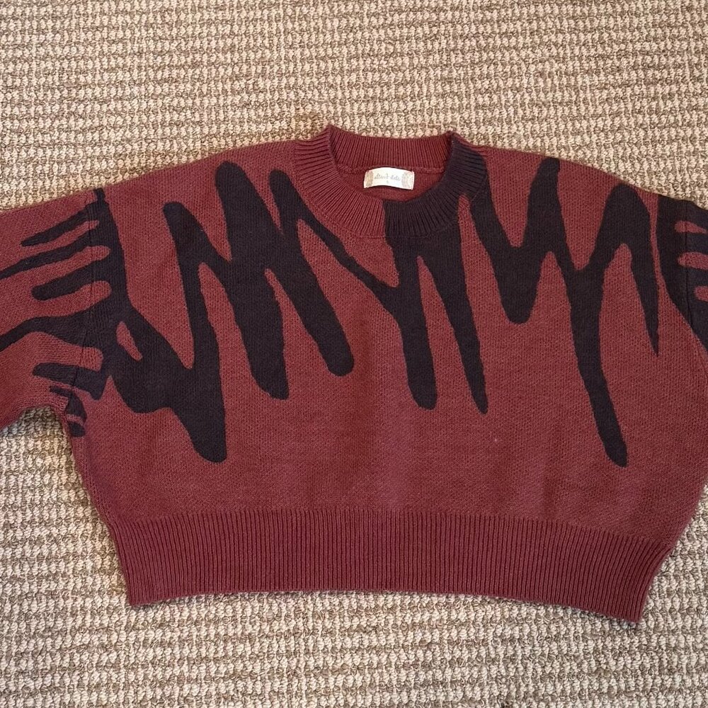 Black and Maroon Cropped Sweater Altr'd State Size S